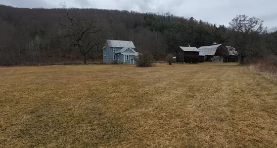 Picturesque Pennsylvania Farms for Sale: 120 Acres of Open Fields and Wooded Lots with Riverfront.