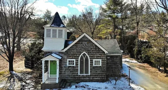 Fully furnished Vermont home for sale. The remarkable transformation of a historic church into a home in Londonderry.