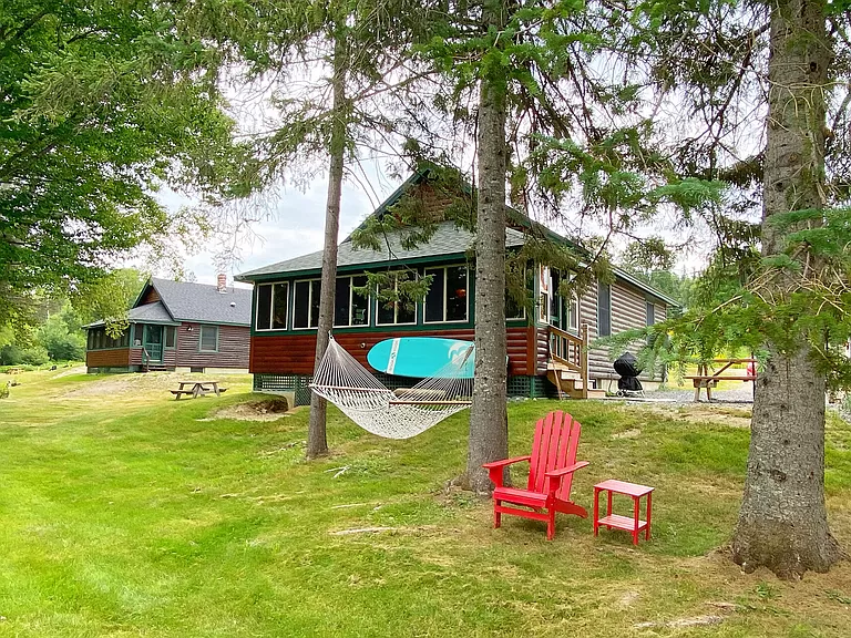 A year-round Maine lakefront cabin for sale at Niboban Camps in Rangeley plantation.