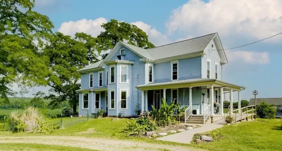 Affordable Ohio Farms for Sale-Classic Farmhouse on a 15-acre Homestead in Ohio.