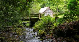 Charming North Carolina cabins for sale with creek frontage for $179,000.