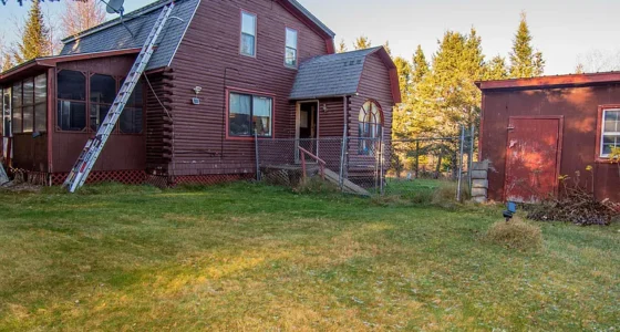 Maine Farms for Sale: Acreage Log Home on 55 Acres